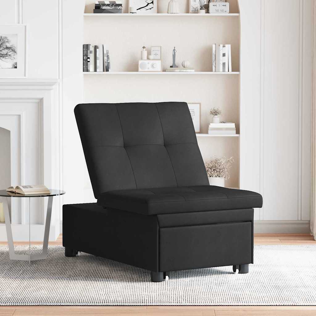 Sofa Bett mit Kissen Schwarz 67 x 194 x 82 cm Sperrholz