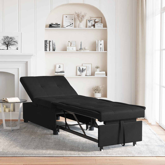 Schlafsofa mit Kissen Schwarz 67 x 194 x 82 cm Sperrholz