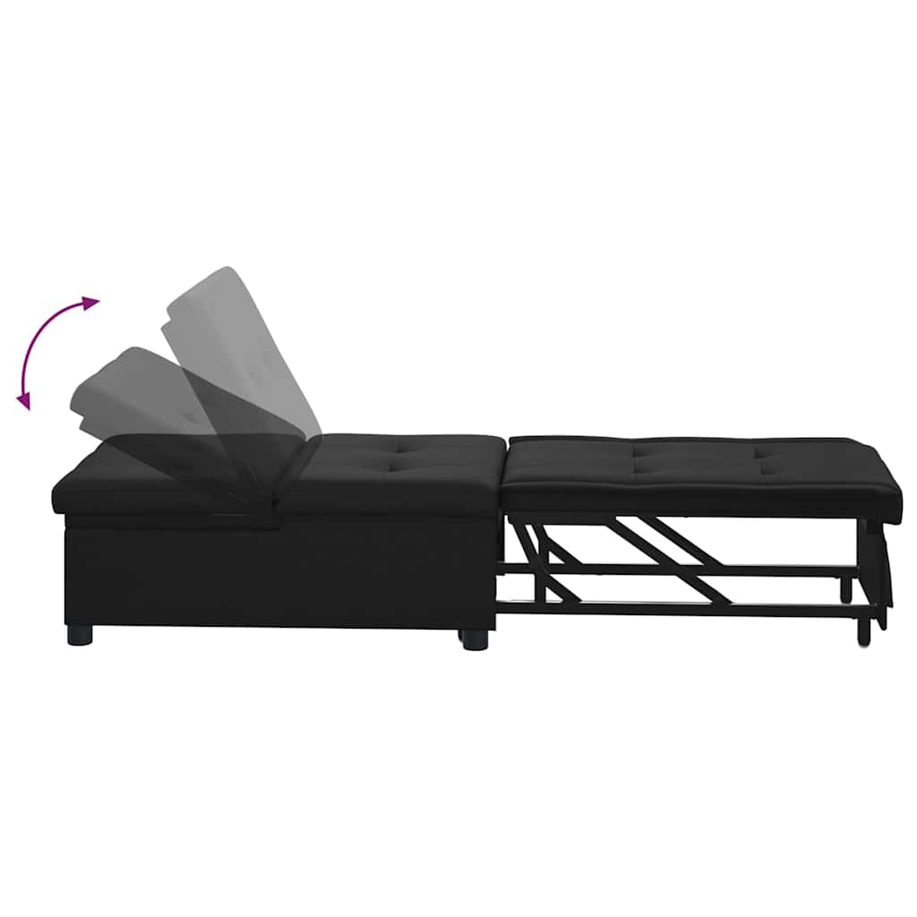 Sofa Bett mit Kissen Schwarz 67 x 194 x 82 cm Sperrholz