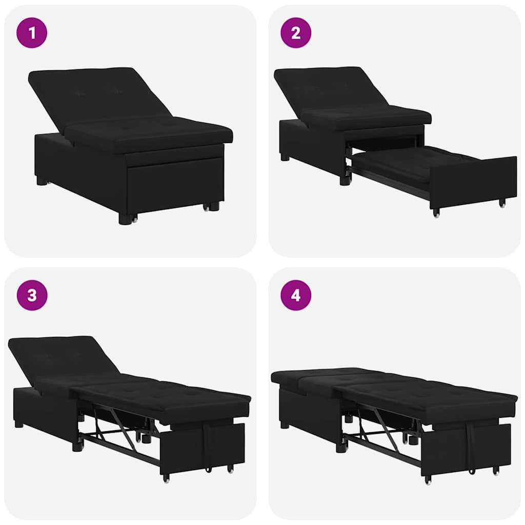 Sofa Bett mit Kissen Schwarz 67 x 194 x 82 cm Sperrholz