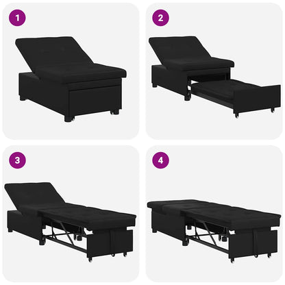 Sofa Bett mit Kissen Schwarz 67 x 194 x 82 cm Sperrholz
