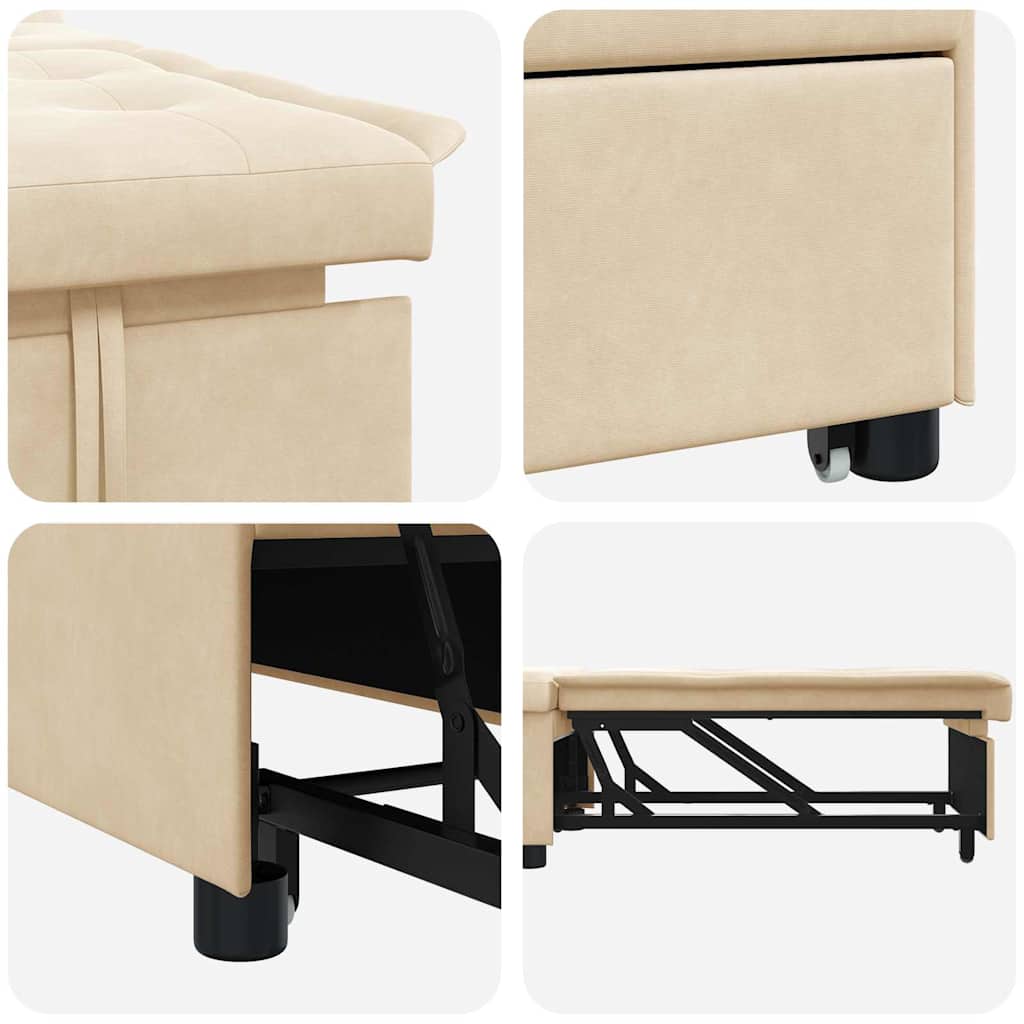 Sofa Bett mit Kissen Creme 67 x 194 x 82 cm Mikrofaserstoff