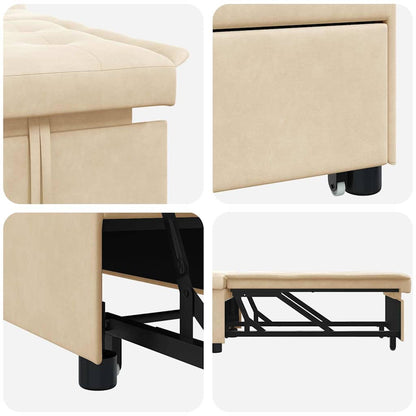 Sofa Bett mit Kissen Creme 67 x 194 x 82 cm Mikrofaserstoff
