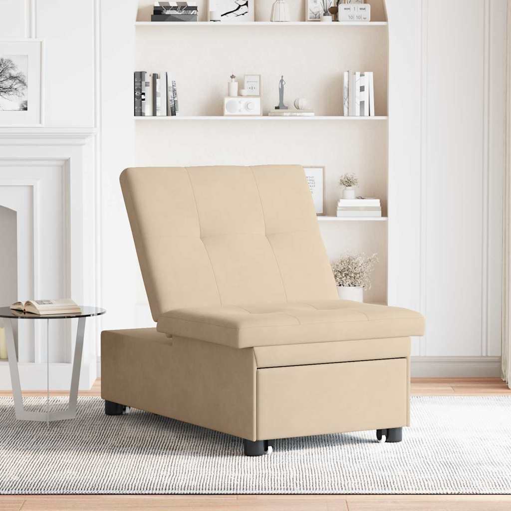 Sofa Bett mit Kissen Creme 67 x 194 x 82 cm Mikrofaserstoff