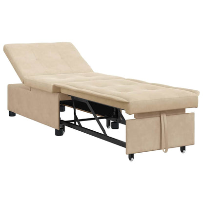 Sofa Bett mit Kissen Creme 67 x 194 x 82 cm Mikrofaserstoff