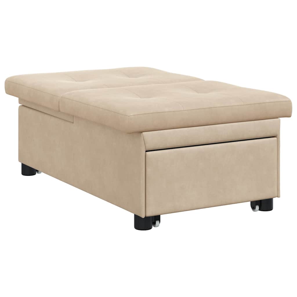Sofa Bett mit Kissen Creme 67 x 194 x 82 cm Mikrofaserstoff