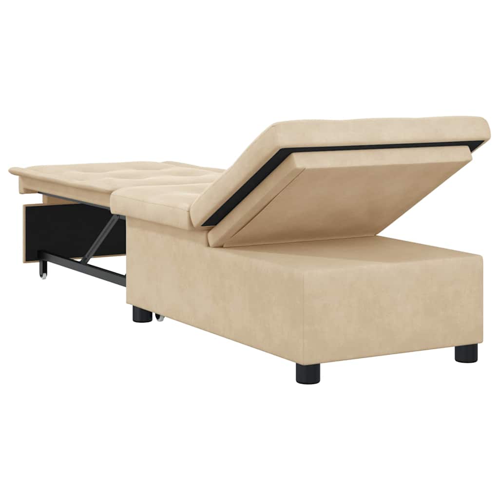 Sofa Bett mit Kissen Creme 67 x 194 x 82 cm Mikrofaserstoff