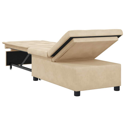 Sofa Bett mit Kissen Creme 67 x 194 x 82 cm Mikrofaserstoff