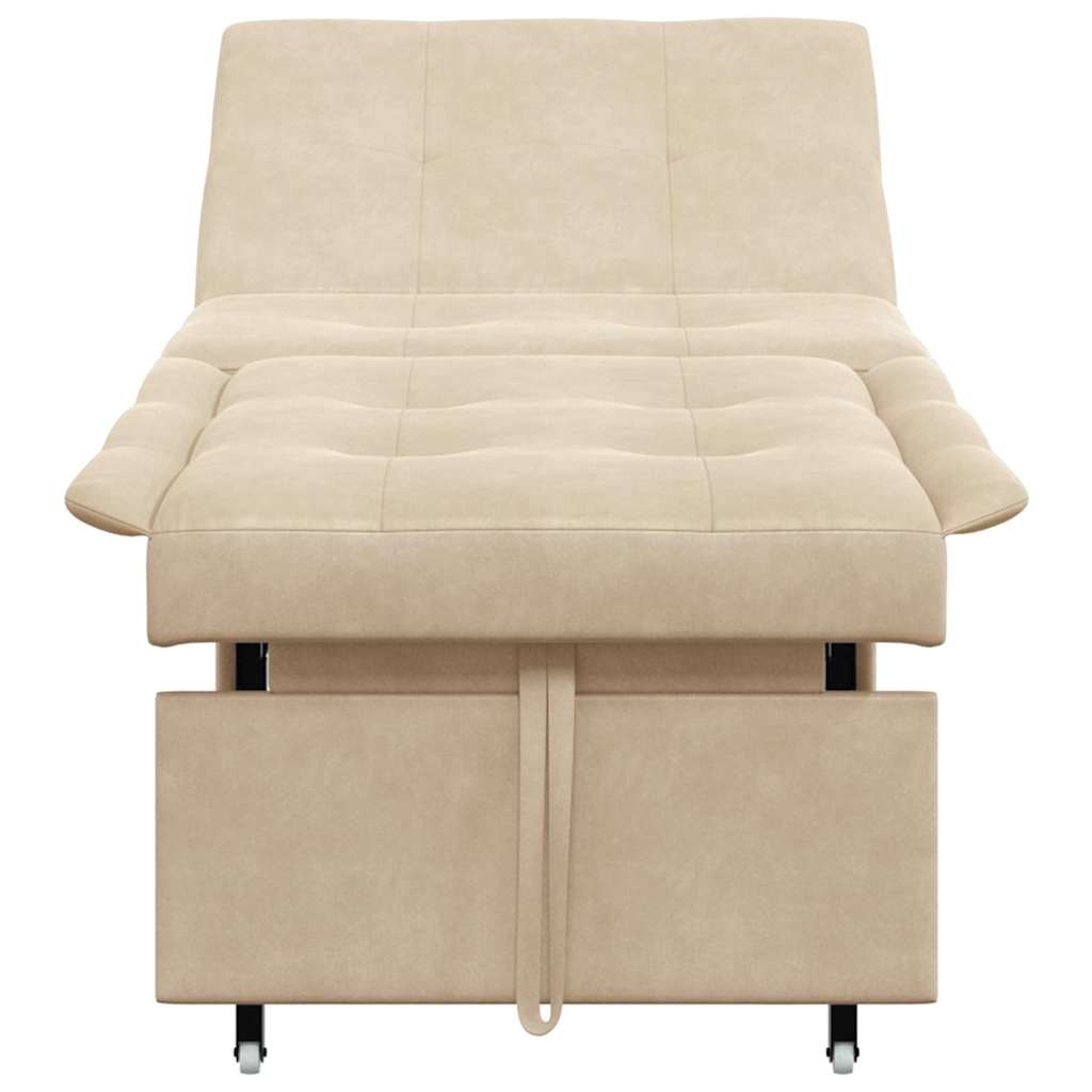 Sofa Bett mit Kissen Creme 67 x 194 x 82 cm Mikrofaserstoff