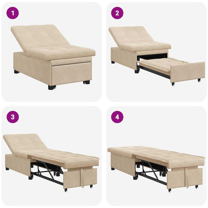 Sofa Bett mit Kissen Creme 67 x 194 x 82 cm Mikrofaserstoff