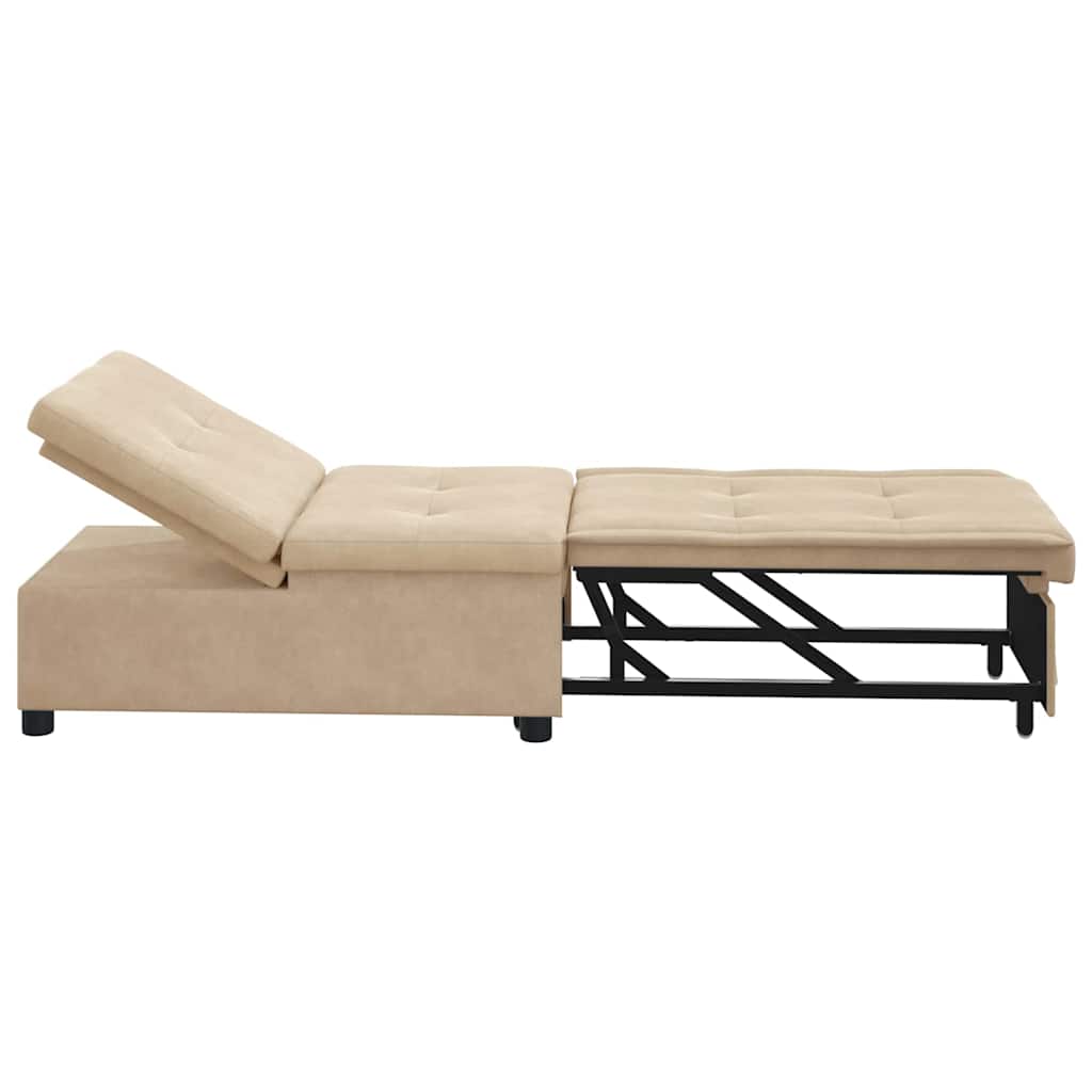 Sofa Bett mit Kissen Creme 67 x 194 x 82 cm Mikrofaserstoff