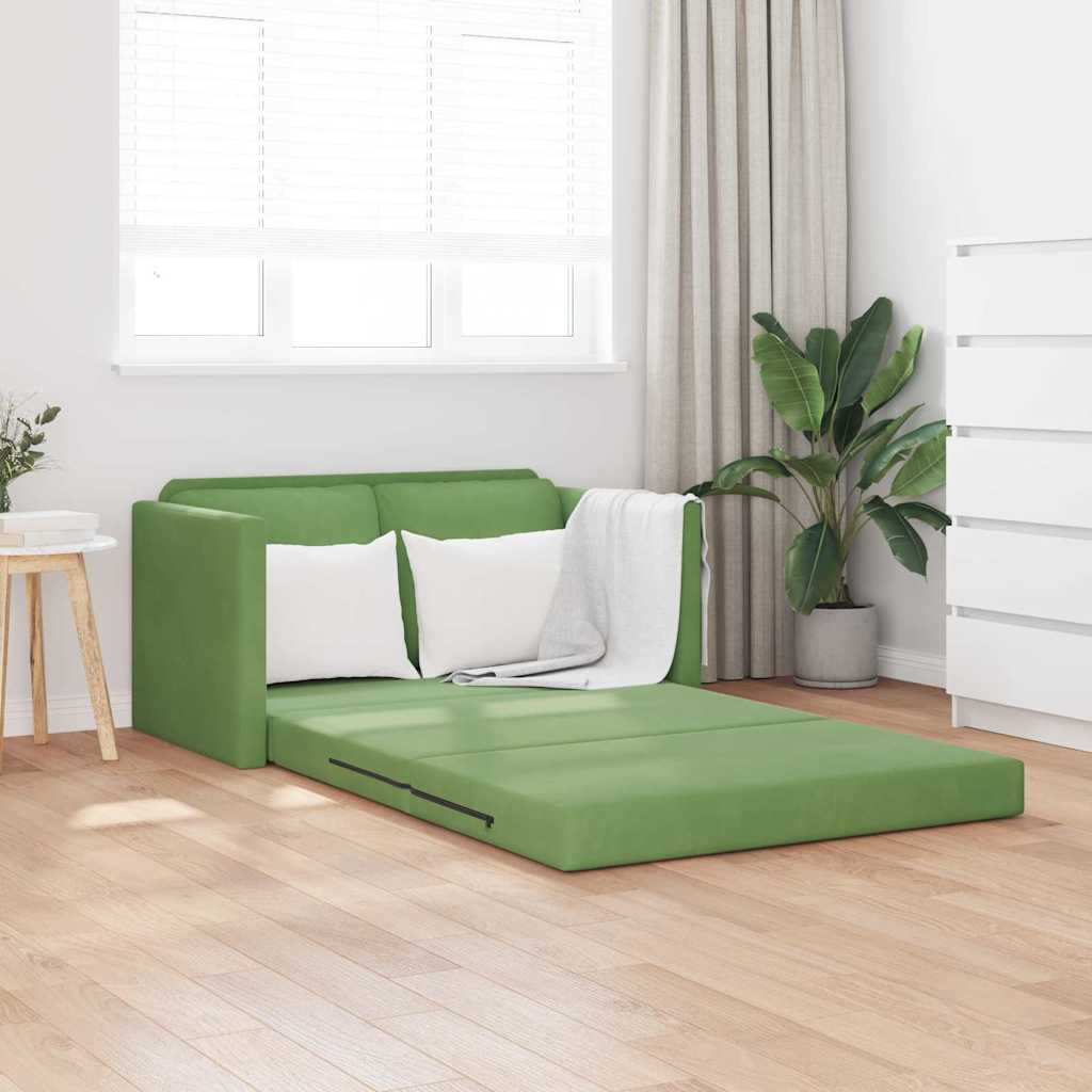Fußsofa-Bett mit Kissen Hellgrün 122 x 70 x 60 cm Samt