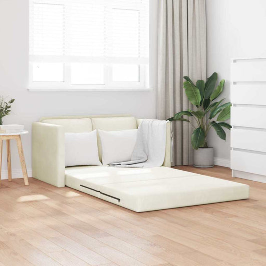 Fußsofa-Bett mit Kissen Creme 122 x 70 x 60 cm Samt