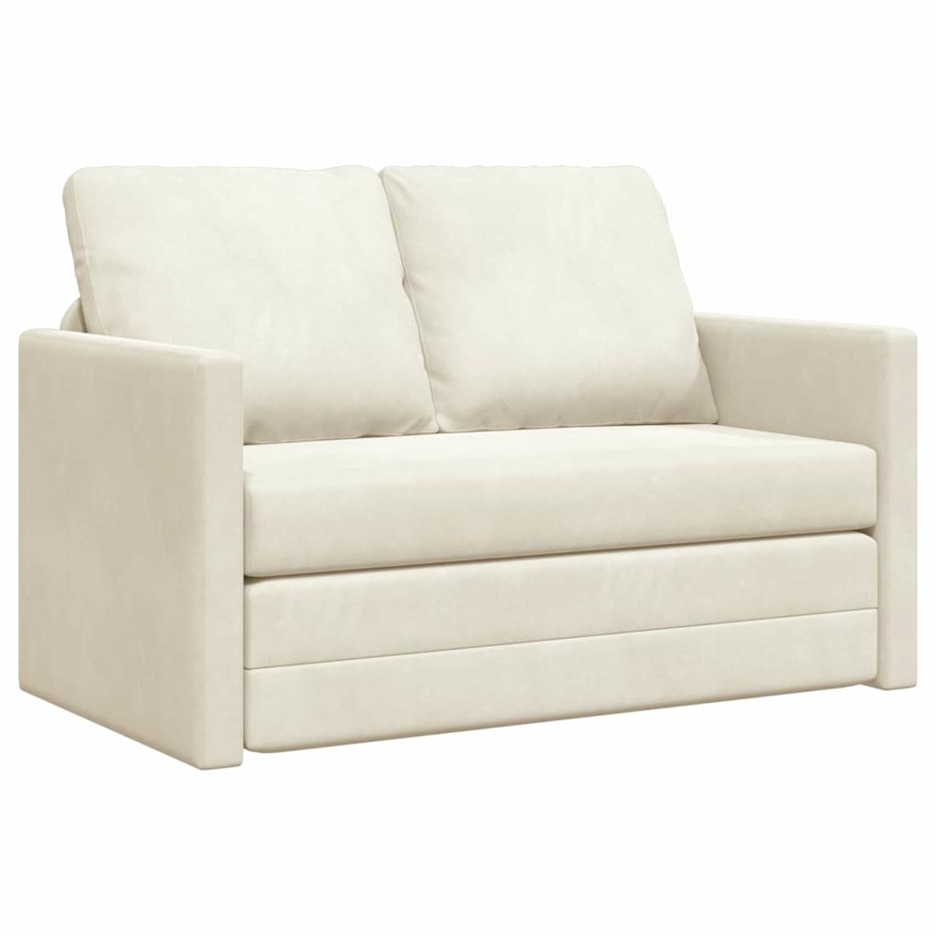 Fußsofa-Bett mit Kissen Creme 122 x 70 x 60 cm Samt