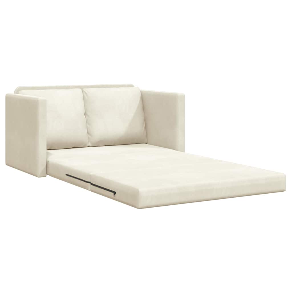 Fußsofa-Bett mit Kissen Creme 122 x 70 x 60 cm Samt