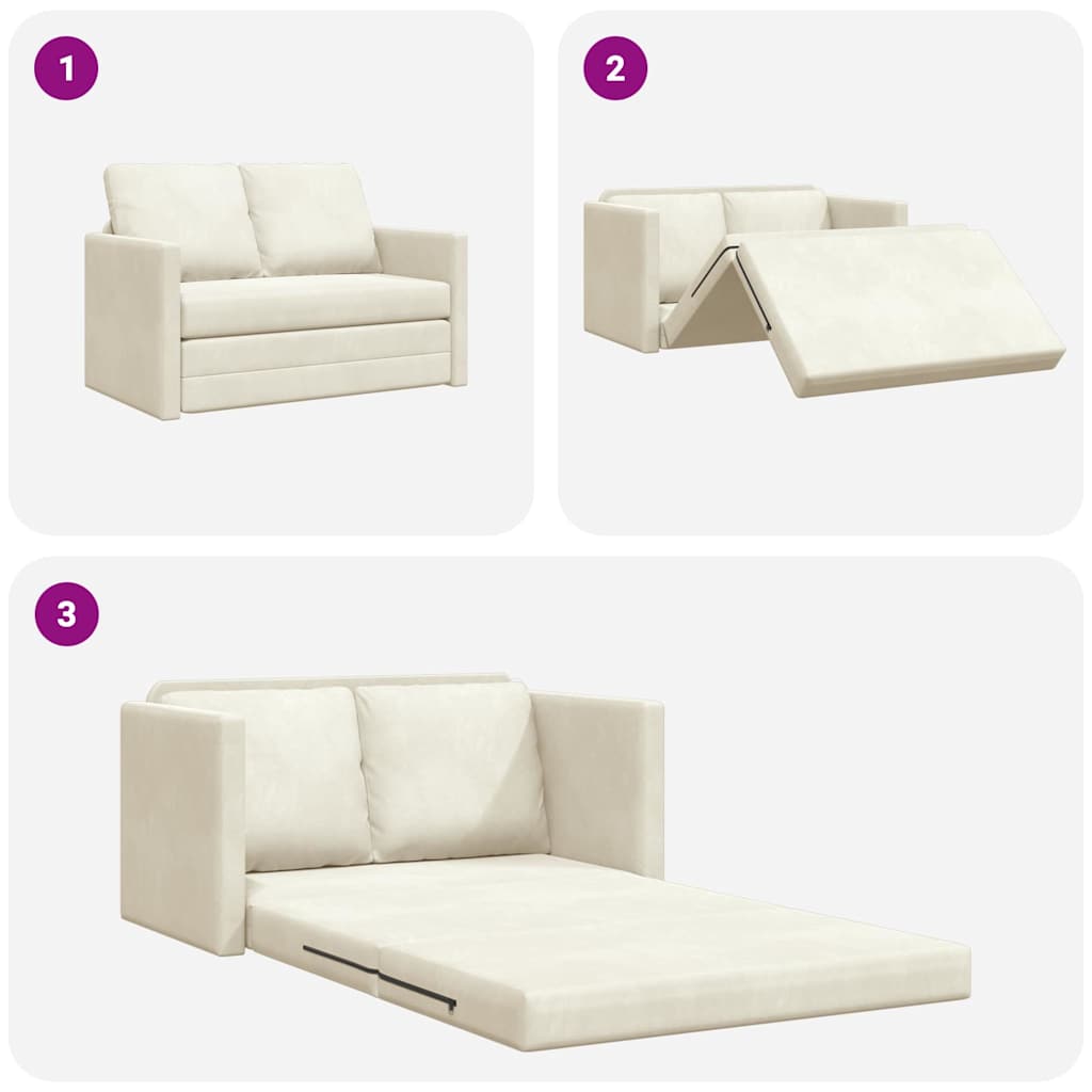 Fußsofa-Bett mit Kissen Creme 122 x 70 x 60 cm Samt