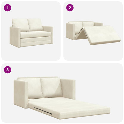 Fußsofa-Bett mit Kissen Creme 122 x 70 x 60 cm Samt