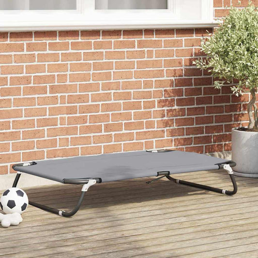 Hundebett Hellgrau 90 x 55 x 18 cm Oxford-Gewebe und Stahl