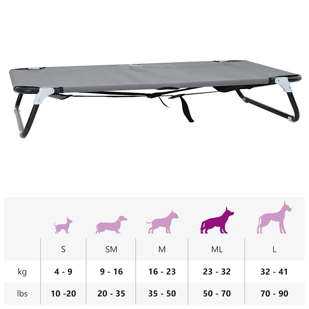 Hundebett Hellgrau 90 x 55 x 18 cm Oxford-Gewebe und Stahl