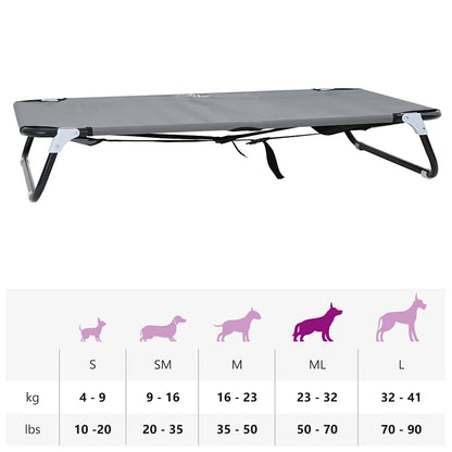 Hundebett Hellgrau 90 x 55 x 18 cm Oxford-Gewebe und Stahl