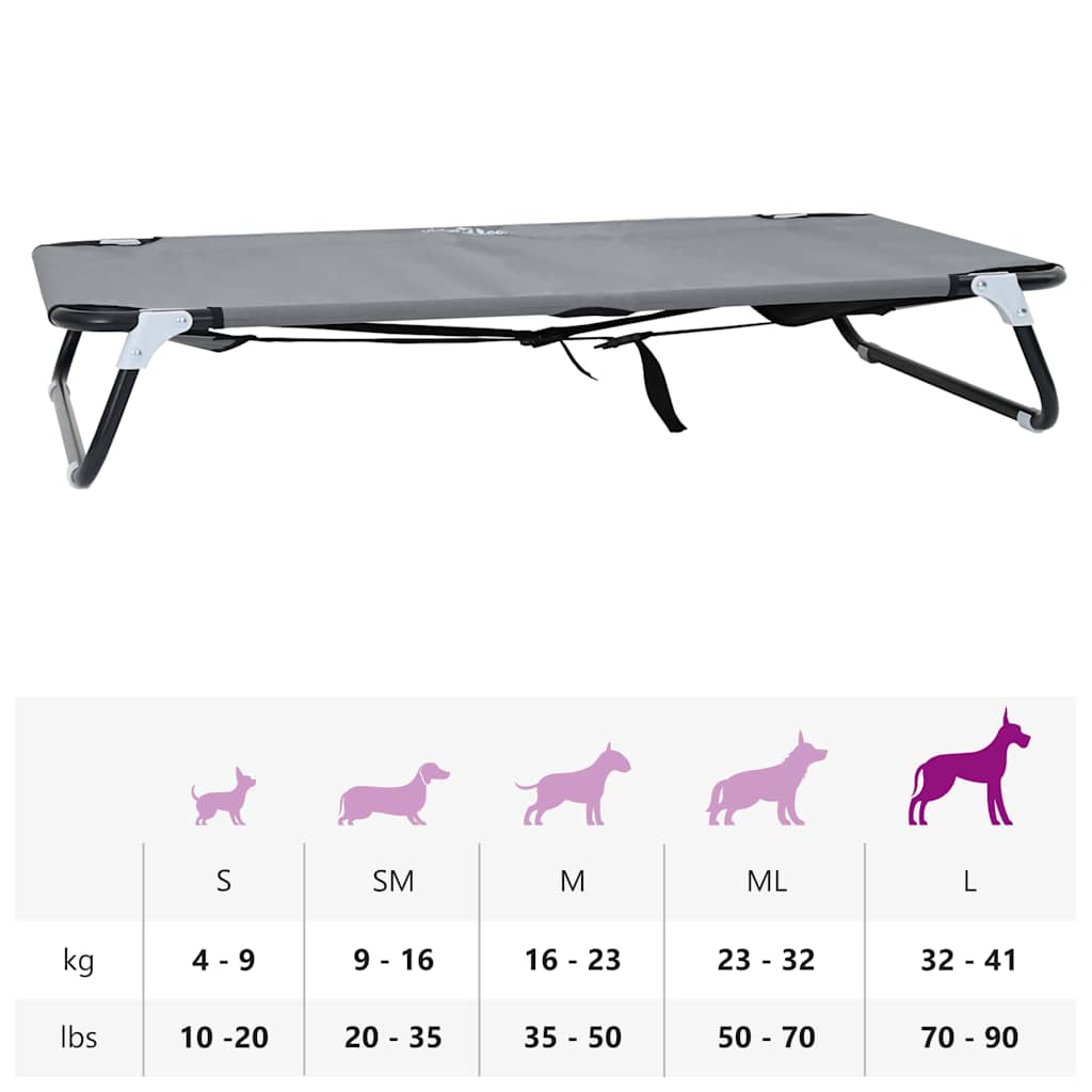 Hundebett Hellgrau 105 x 65 x 18 cm Oxford-Gewebe und Stahl