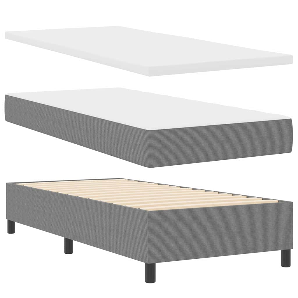 Boxspringbett Hellgrau und Weiß 193 x 90 x 60 cm Cordstoff