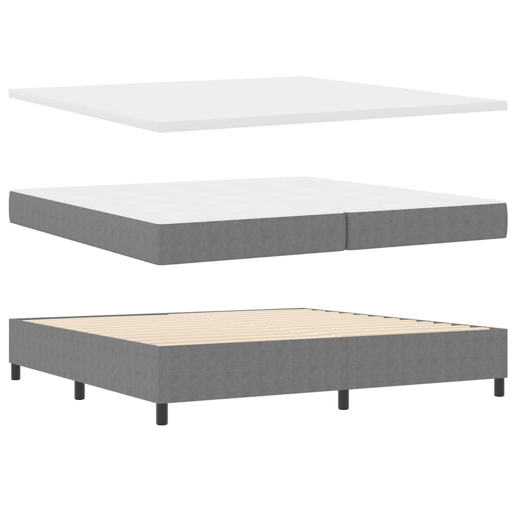 Boxspringbett Hellgrau und Weiß 203 x 200 x 60 cm Cordstoff