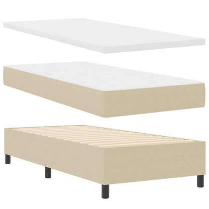 Boxspringbett Hellgrau und Weiß 203 x 90 x 88 cm Cordstoff