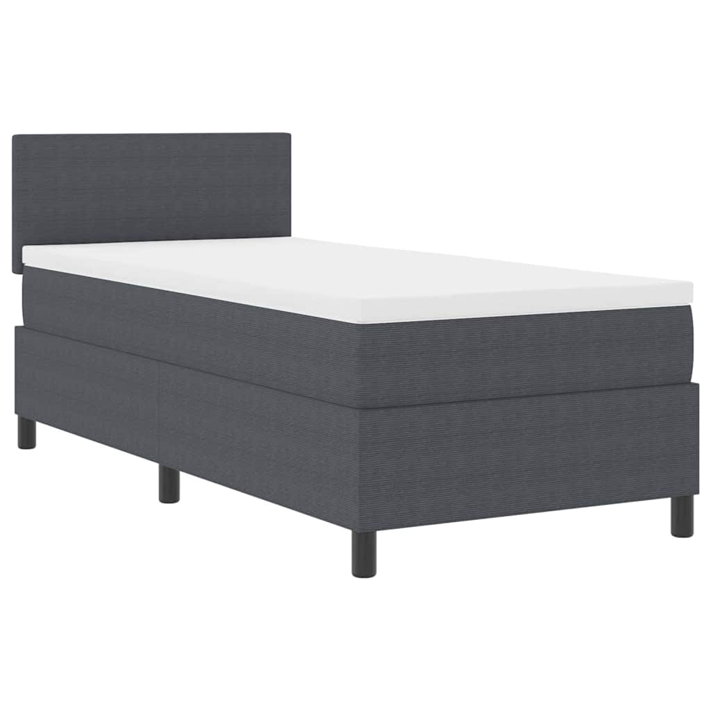 Boxspringbett Dunkelgrau und Weiß 203 x 100 x 88 cm Cordstoff