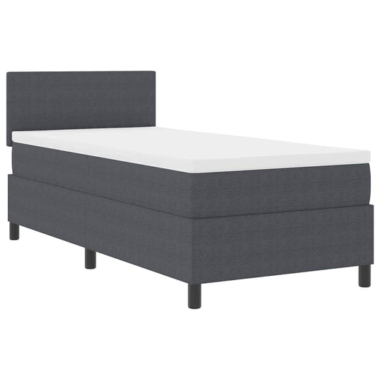 Boxspringbett Dunkelgrau und Weiß 203 x 100 x 88 cm Cordstoff