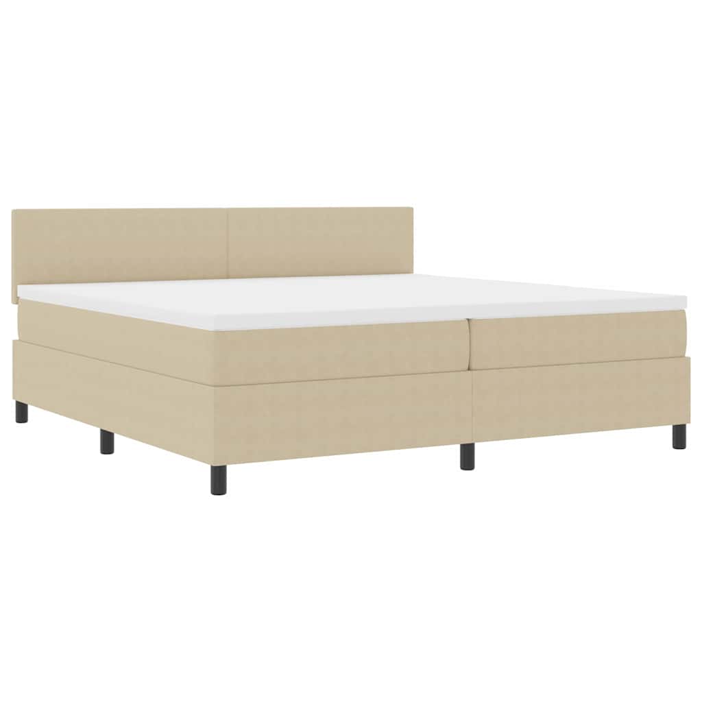 Boxspringbett Hellgrau und Weiß 203 x 200 x 88 cm Cordstoff