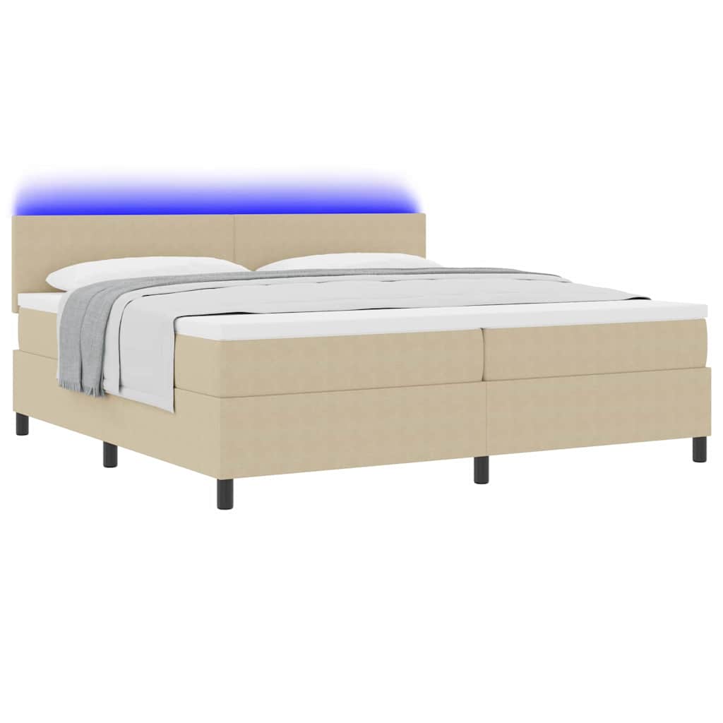 Boxspringbett Hellgrau und Weiß 203 x 200 x 88 cm Cordstoff