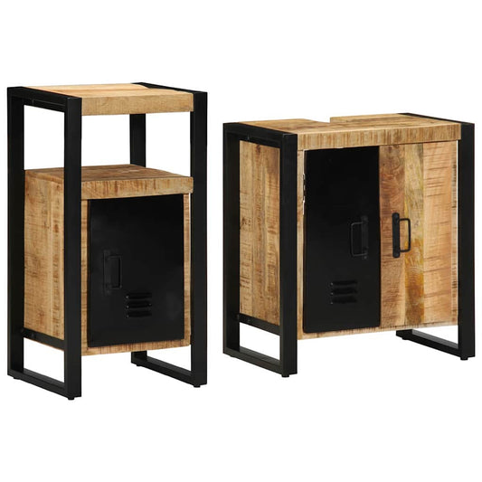 Badezimmermöbel Set 2 pcs Braun Massives, grobes Mangoholz