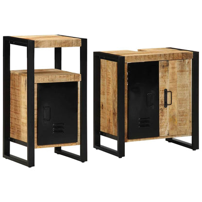 Badezimmermöbel Set 2 pcs Braun Massives, grobes Mangoholz