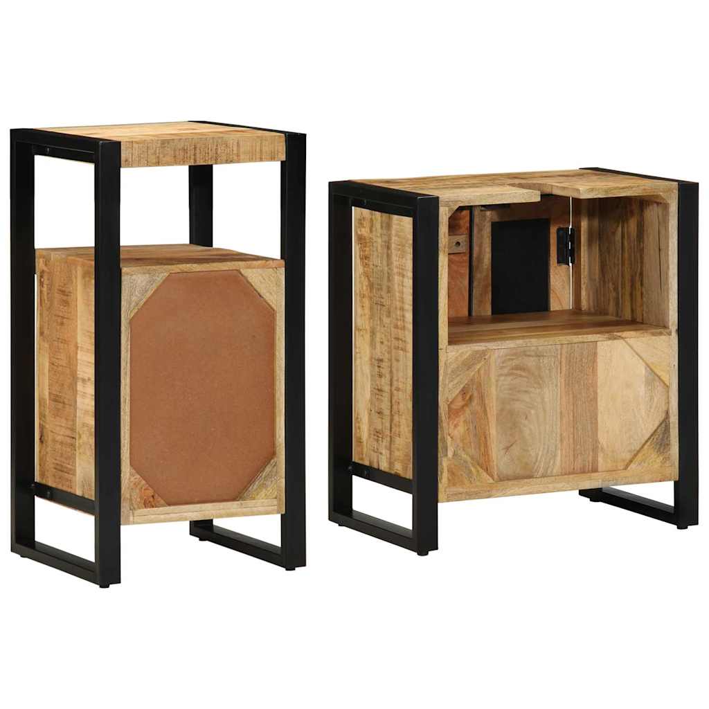 Badezimmermöbel Set 2 pcs Braun Massives, grobes Mangoholz