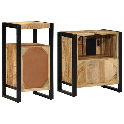 Badezimmermöbel Set 2 pcs Braun Massives, grobes Mangoholz