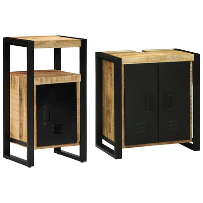 Badezimmermöbel Set 2 pcs Braun Massives, grobes Mangoholz
