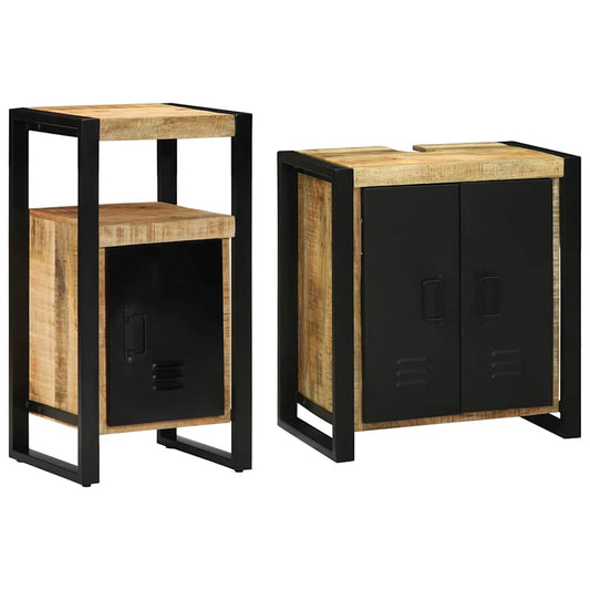 Badezimmermöbel Set 2 pcs Braun Massives, grobes Mangoholz