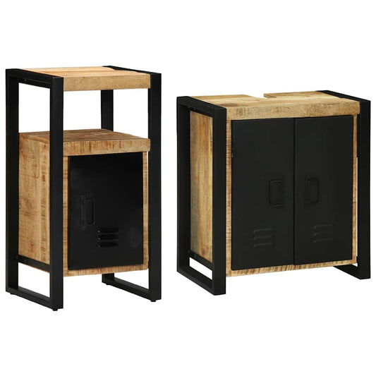 Badezimmermöbel Set 2 pcs Braun Massives, grobes Mangoholz