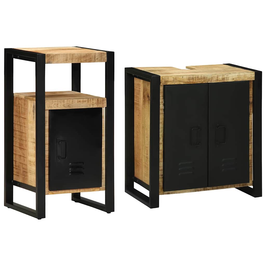 Badezimmermöbel Set 2 pcs Braun Massives, grobes Mangoholz