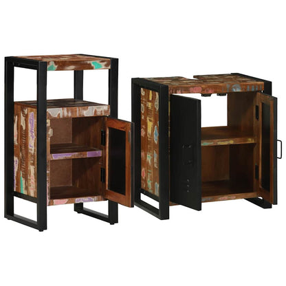 Badezimmermöbel Set mit Regal 2 pcs Braun recyceltes Massivholz