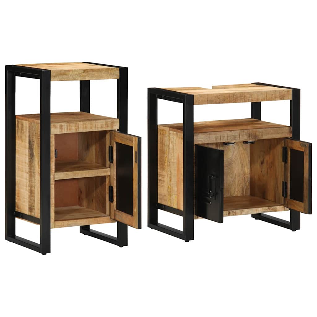 Badezimmermöbel Set 2 pcs Braun Massives, grobes Mangoholz