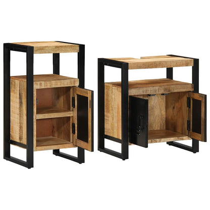 Badezimmermöbel Set 2 pcs Braun Massives, grobes Mangoholz