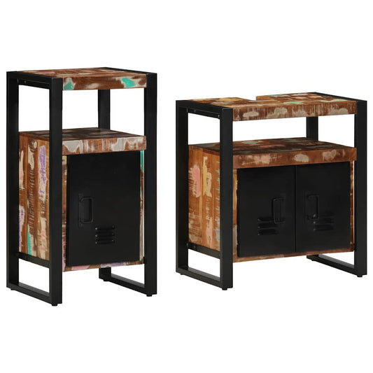 Badezimmermöbel Set mit Speicher 2 pcs Braun Massives Altholz