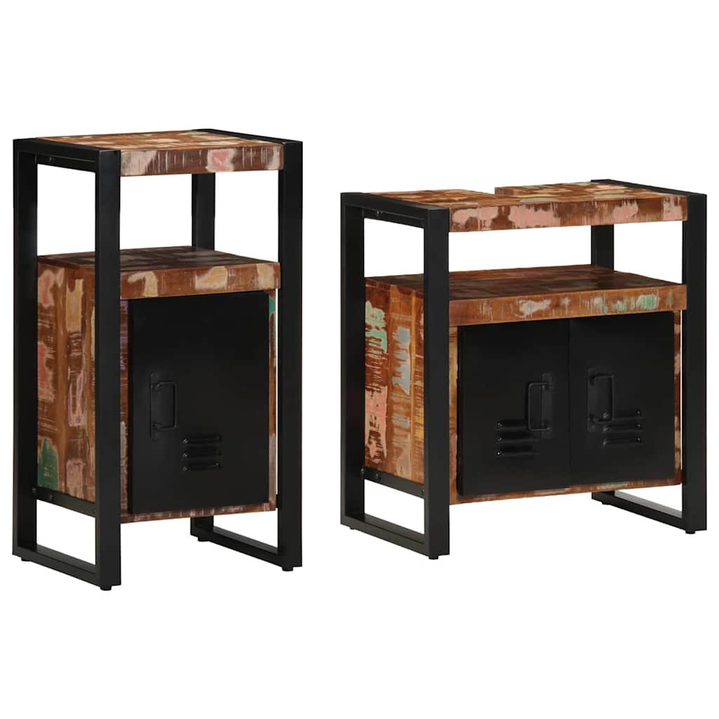 Badezimmermöbel Set mit Speicher 2 pcs Braun Massives Altholz
