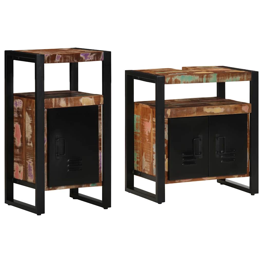Badezimmermöbel Set mit Speicher 2 pcs Braun Massives Altholz
