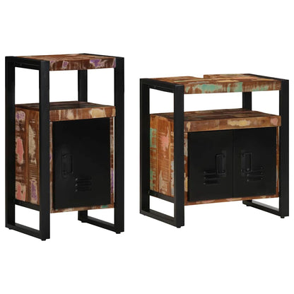 Badezimmermöbel Set mit Speicher 2 pcs Braun Massives Altholz
