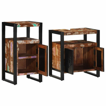 Badezimmermöbel Set mit Speicher 2 pcs Braun Massives Altholz