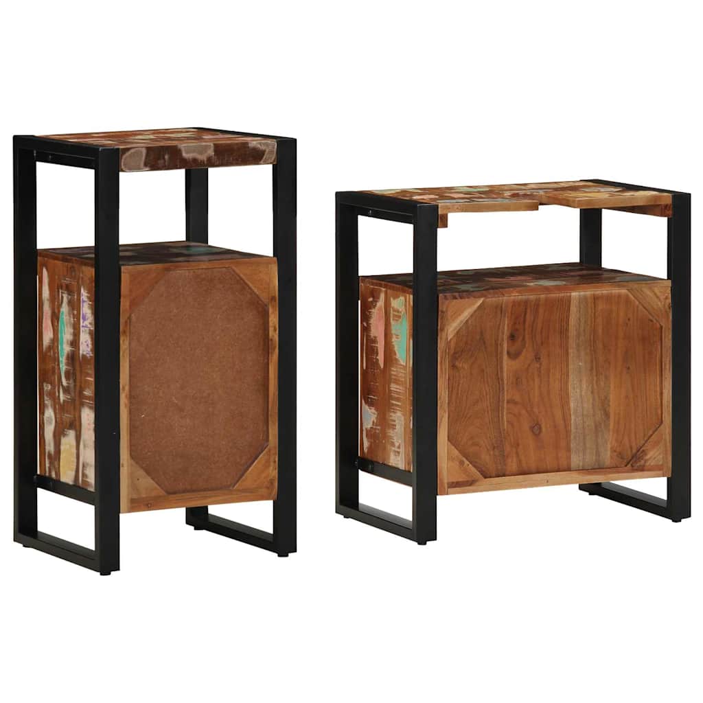 Badezimmermöbel Set mit Speicher 2 pcs Braun Massives Altholz