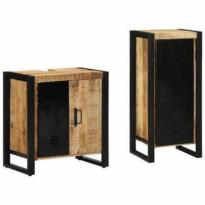 Badezimmermöbel Set 2 pcs Braun Massives Mango-Holz